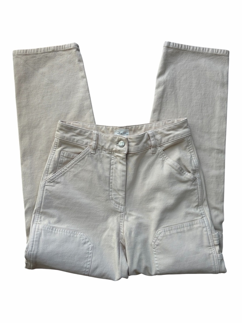 Wilfred Free Utility Carpenter Pants Cream High Rise Straight Leg Cotton Utility
